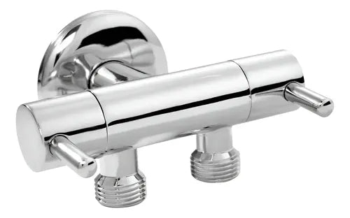 Llave Doble Salida Corte Rapido 1/2×1/2 En Blister Cromado