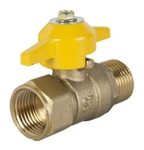 Llave Paso De Gas 1/2 - 1/2 Hi-he Bronce Certificada