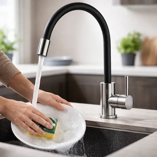 Llave Monomando Lavaplatos Cuello Negro Aquakit Negro