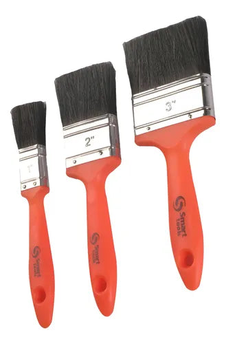 Set 3 Brochas Profesional Plana 1'' - 2'' Y 3'' Negro