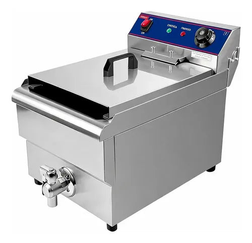Freidora Eléctrica Industrial 16 Litros Acero Inox