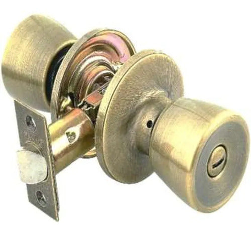 Juego Cerradura Entrada Con Cerrojo Seguridad Bronce Envejec