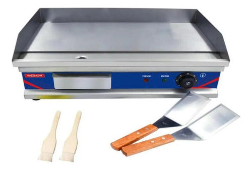 Plancha Eléctrica Churrasquera Industrial Standard Acero Inoxidable / Azul (frontal)