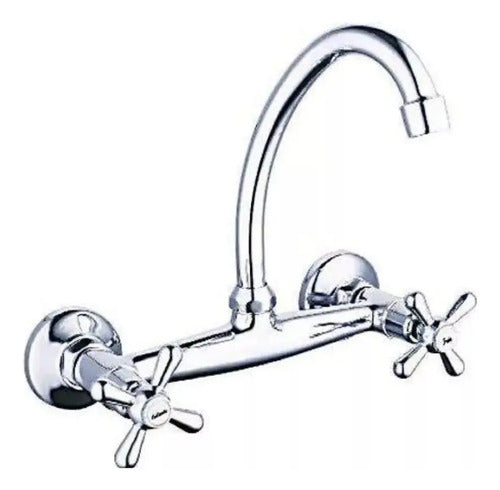 Llave Combinacion Lavaplatos Al Muro Laguna Plateado Cromado